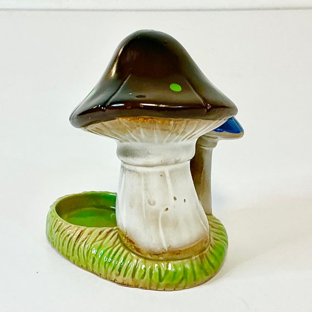 1980s Vintage Boho Chic Arts & Crafts Ceramic Mushroom Candle Votive Holder. For Sale - Image 9 of 16