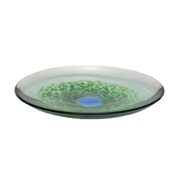 Mid-Century Modern 1970s Murano Glass Bowl Hues of Green Blue Italy For Sale - Image 3 of 4