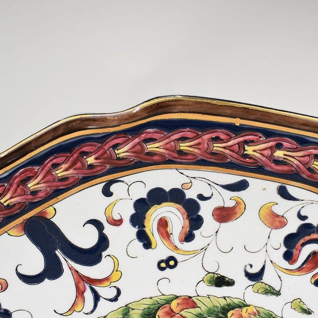 Mid 20th Century Decorative Round Ceramic Traditional Portuguese Style Platter For Sale - Image 5 of 8