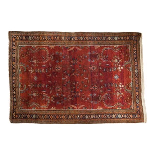 1930s Vintage Persian Sarouk Floral Abrashed Wool Rug For Sale