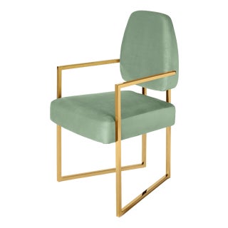 Perspective Dining Chair in Golden Bath and Green Velvet from Insidherland For Sale