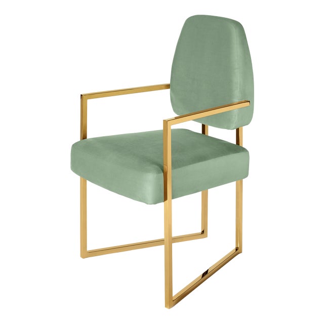 Perspective Dining Chair in Golden Bath and Green Velvet from Insidherland For Sale