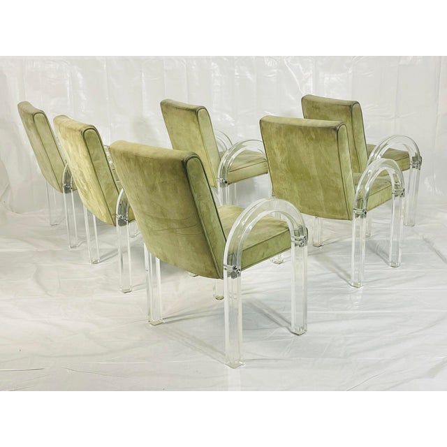 Charles Hollis Jones Set of 6 Charles Hollis Jones Lucite Waterfall Dining Chairs, Signed 1974 For Sale - Image 4 of 18