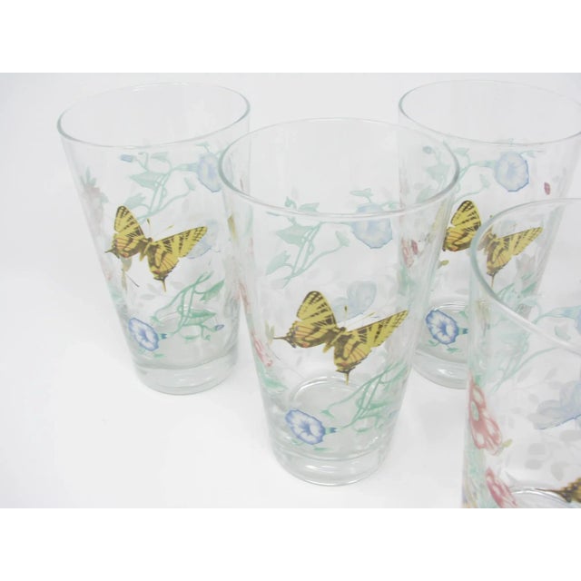 Transparent Vintage Lenox Butterfly Meadow Glass Tumblers or Hiballs - 6 Pieces For Sale - Image 8 of 12