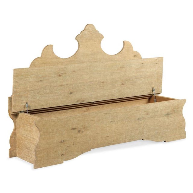 A distinctive storage bench styled in the fashion of an Italian Baroque cassone (marriage chest) from the 18th century. A...