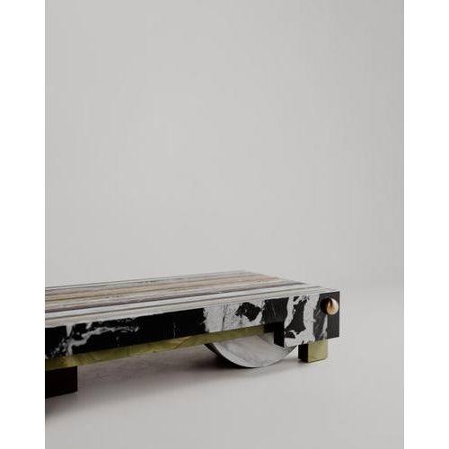 Black Architectural Layered Marble and Stone Strata Coffee Table by Esther Knopfler For Sale - Image 8 of 12