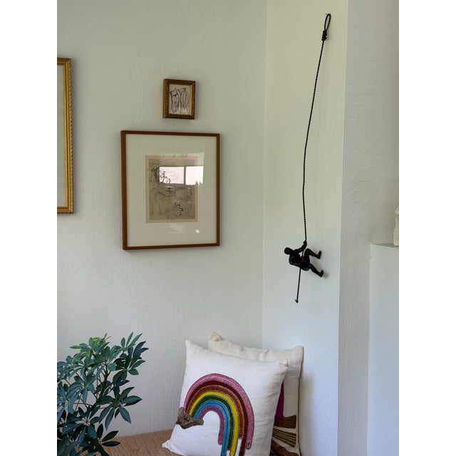 Vintage Modernist Cast Metal Hanging Sculpture of a Man Climbing For Sale - Image 12 of 12