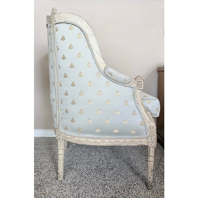 Late 19th Century Louis XVI Carved Bergere Chair For Sale - Image 4 of 12