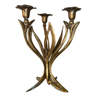 Art Nouveau Brass Candlestick, 1890s For Sale
