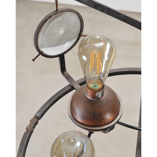 Orbital Atomic Age Iron and Copper Chandelier by Jefferson Mack For Sale - Image 15 of 18