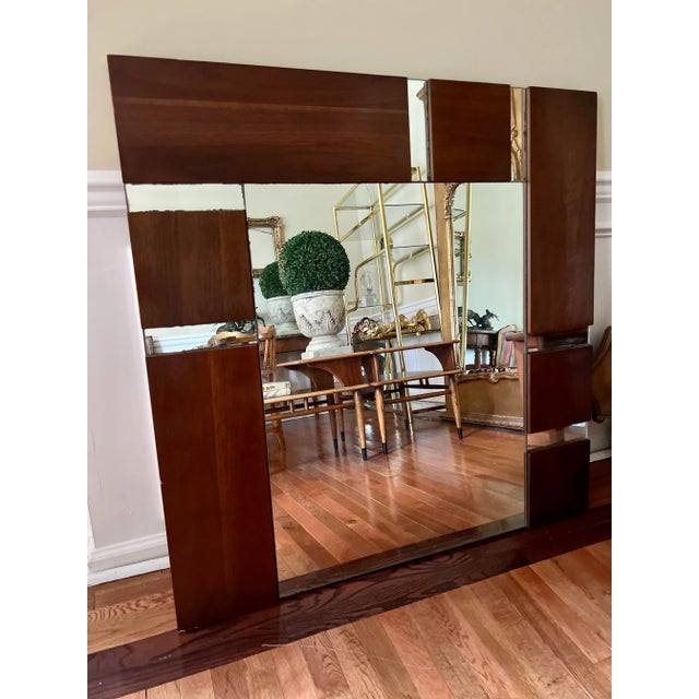 Modern Vintage Paul Evans Style Brutalist Walnut Mirror For Sale - Image 3 of 7