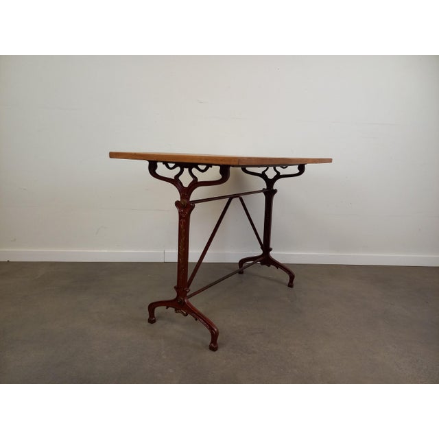 Art Nouveau Cast Iron and Wood Bistro Table, 1890s For Sale - Image 3 of 18