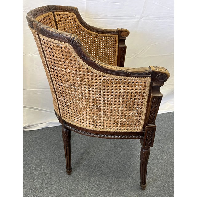 Wood Early 20th Century French Cane and Carved Wood Occasional Chair For Sale - Image 7 of 13