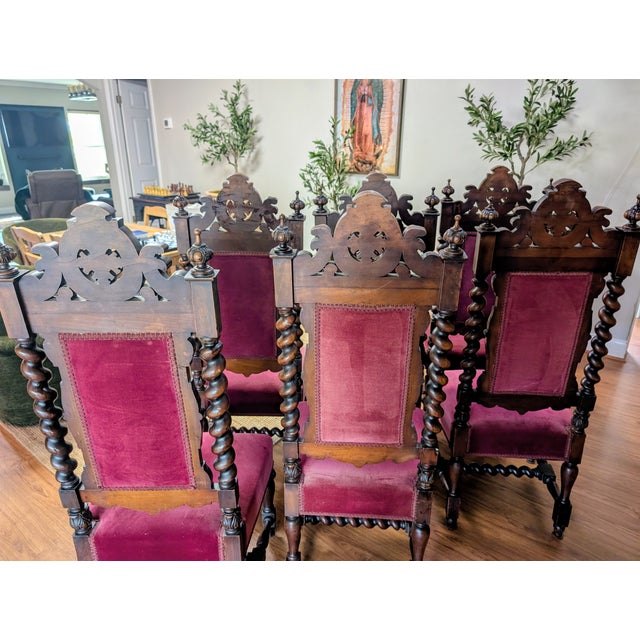 Set of 6 Renaissance 19th Century Carved Dining Chairs For Sale - Image 10 of 12
