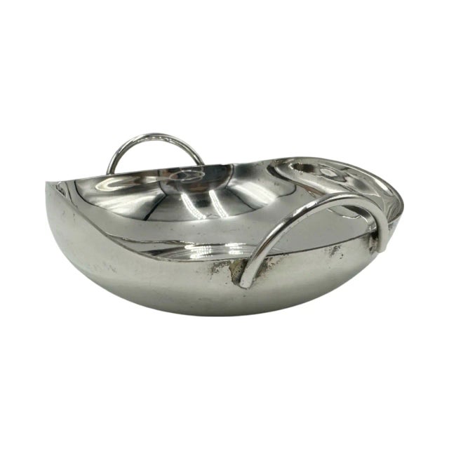 Mid 20th Century Vintage Christian Dior Paris Silver Plated Trinket Dish With Handles Italy For Sale - Image 5 of 12