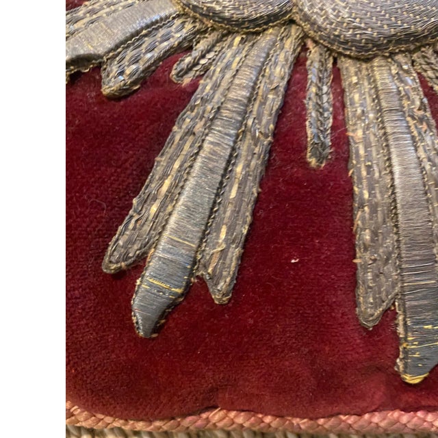 19th-Century Ecclesiastical Velvet Pillow With Agnus Dei Bullion Embroidery For Sale - Image 18 of 18