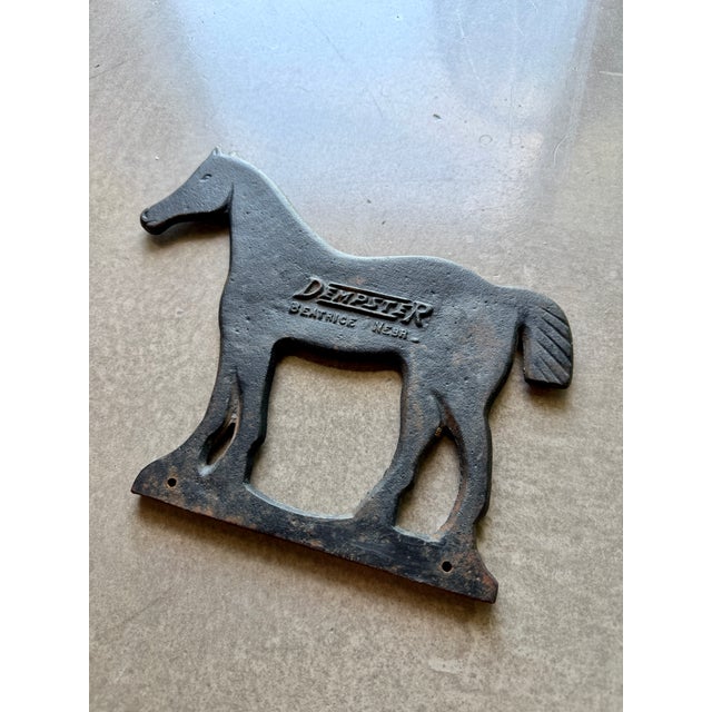 Black Antique Dempster Cast Iron Bobtail Horse Windmill Weight Beatrice Nebraska For Sale - Image 8 of 14