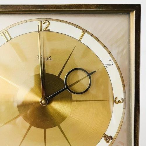 Metal Art Deco Starburst Table Clock Brass from Kienzle, 1930s For Sale - Image 7 of 8