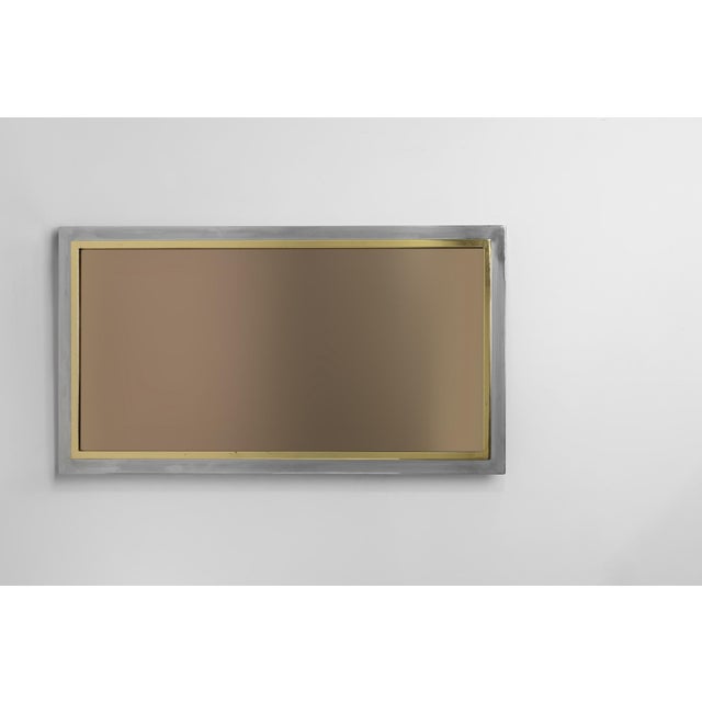 Large Mid-Century Mirror in Metal and Fumé Glass from Belgo Chrome, Belgium, 1980s For Sale - Image 4 of 12