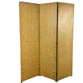 Late 19th Century 3-Panel Screen / Room Divider W Godey’s Fashion Print Appliqué For Sale