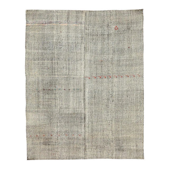 Mid 20th Century Vintage Gray Modern Kilim Rug For Sale