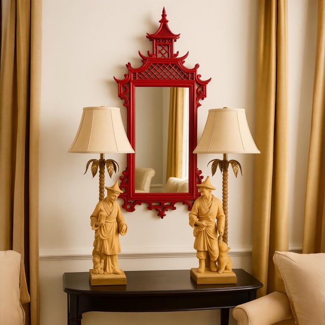 Hollywood Regency Chapman Terracotta Chinoiserie Palm Frond Table Lamps - Pair For Sale - Image 10 of 10