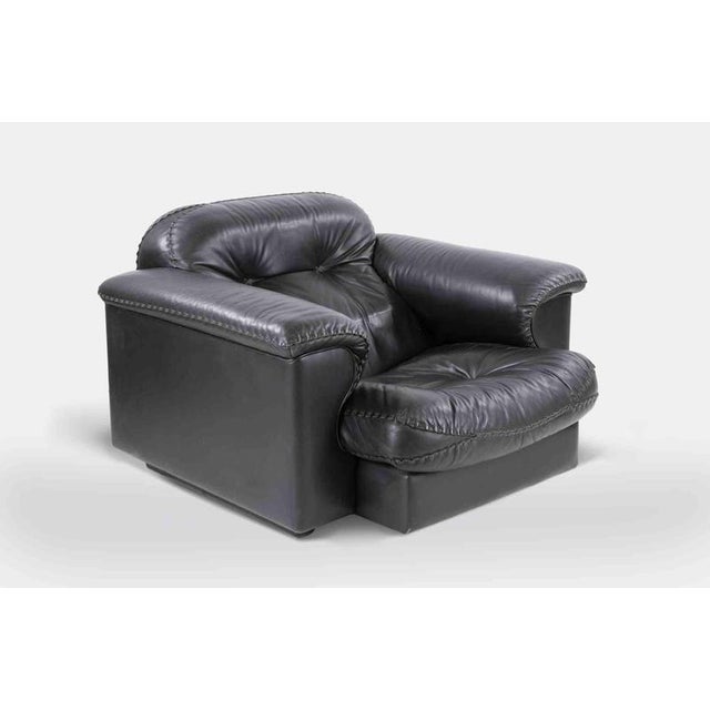 Set of Black Leather DS-110 Armchairs from De Sede, 1970s For Sale - Image 3 of 9
