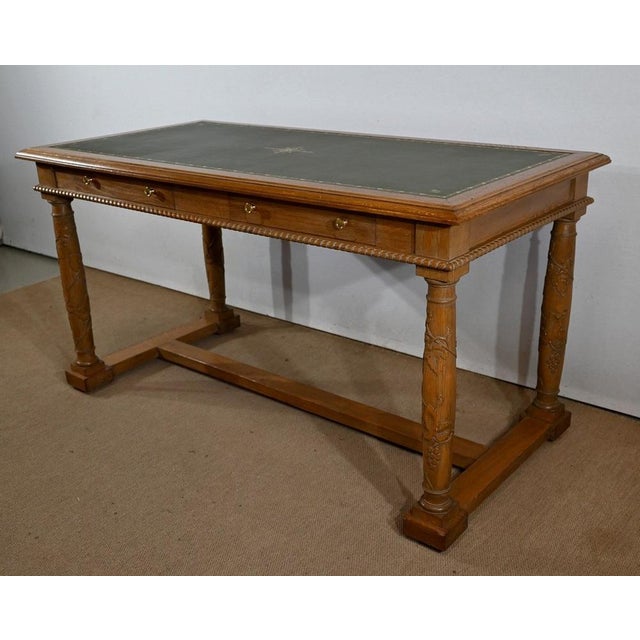 Traditional Empire Style Desk in Oak, 1950s For Sale - Image 3 of 18