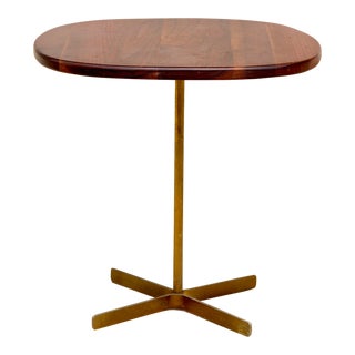 1960's Vintage Allan Gould Style Walnut and Brass Side Table For Sale