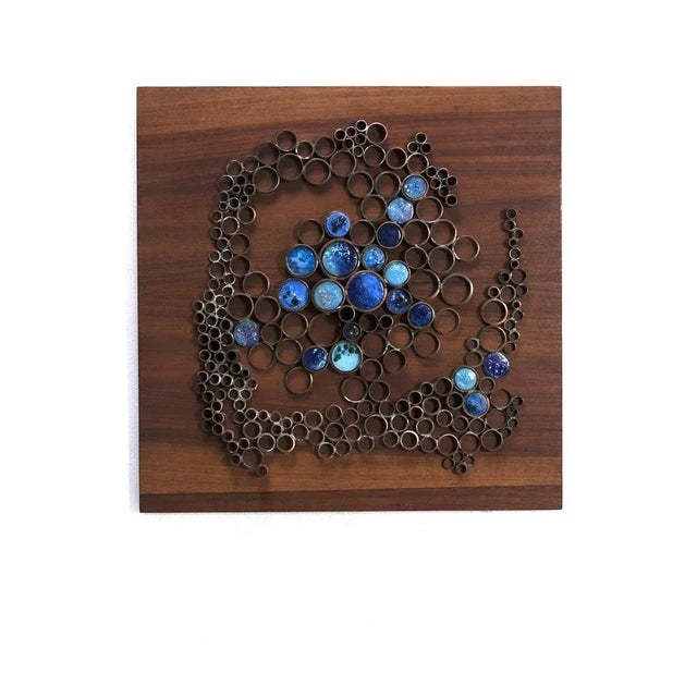 Metal Vintage Wall Sculpture in Teak For Sale - Image 7 of 7