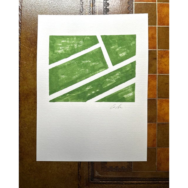 Abstract Erin Simon Original Tennis Grass Court Painting For Sale - Image 3 of 3