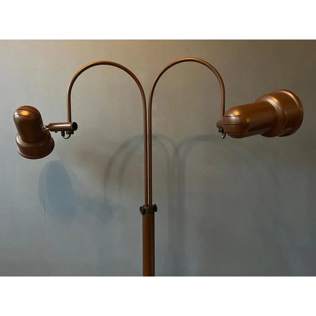 Plastic Mid-Century Brown Double Arc Cone Floor Lamp from Gepo For Sale - Image 7 of 11