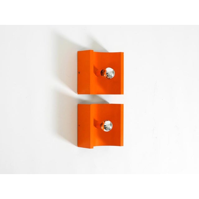 Space Age Metal Wall Lamps in Orange by Klaus Hempel for Kaiser Leuchten, 1960s, Set of 2 For Sale - Image 6 of 18
