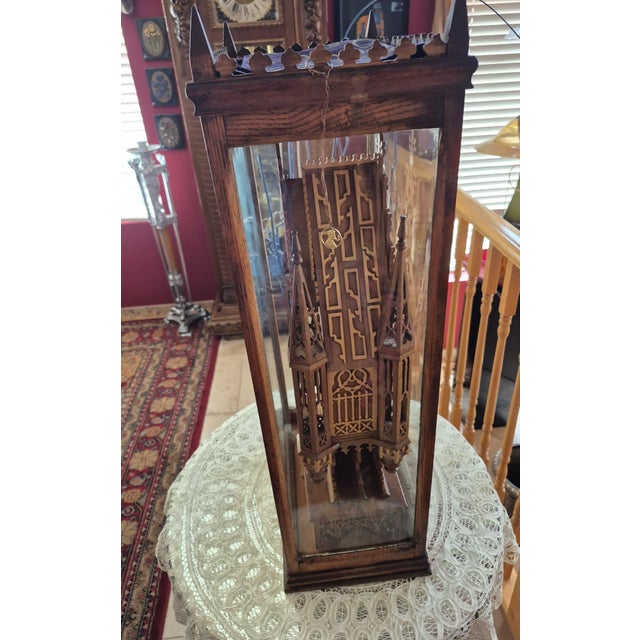 Late 18th Century Late 19th-Century Folk Art Fretwork Gothic Revival Cathedral Clock in Case For Sale - Image 5 of 9