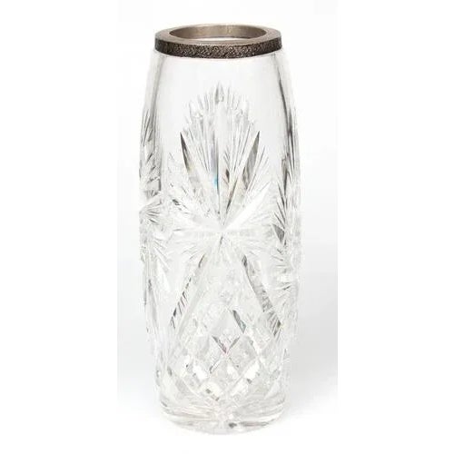 Crystal Vase with Silver Finish For Sale - Image 5 of 8