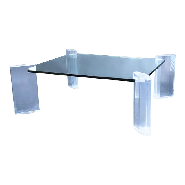 Vintage Karl Springer Lucite Coffee Table For Sale