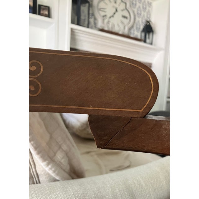 English pair of chairs crafted between 1901-1910’s. Normal wear for age. Beautiful inlay. Note the imperfections in the...