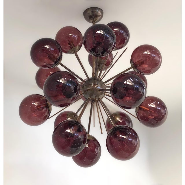 Italian 21st Century Diciotto Bronze Amethyst Bubbles Murano Sputnik Chandelier by Fabio LTD For Sale - Image 3 of 7