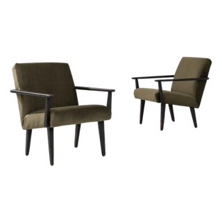1960s Czech Upholstered Armchairs, a Pair For Sale
