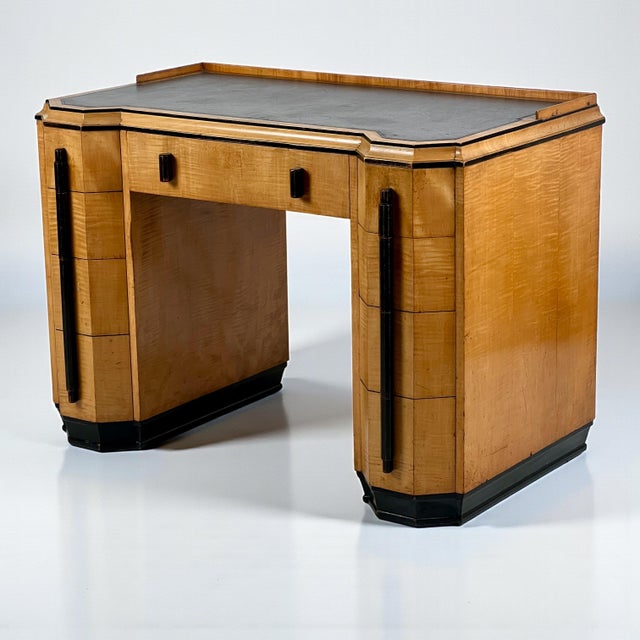 Art Deco Desk in Satin Birchwood attributed to Heals, London, 1920s For Sale - Image 10 of 10