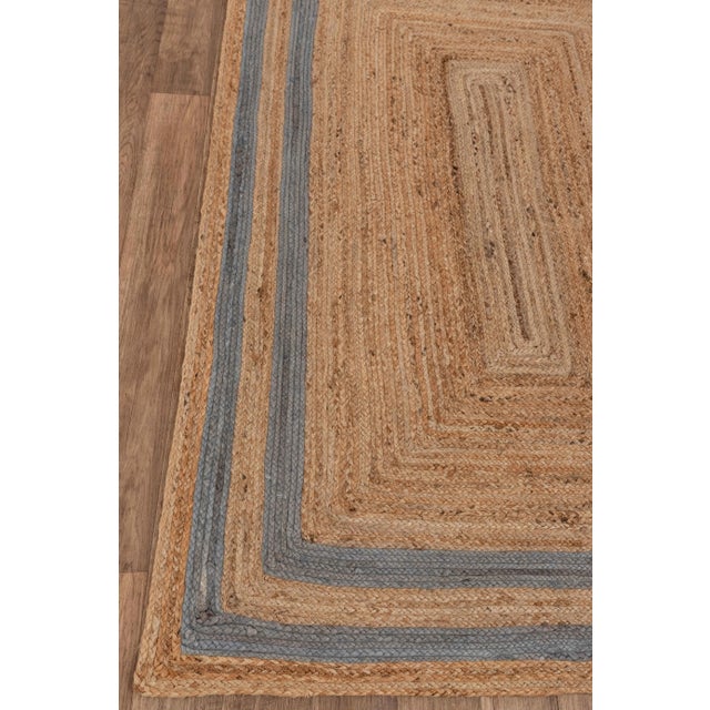 5'x8' Grey Border Rectangle Jute Handmade Rug For Sale - Image 4 of 11