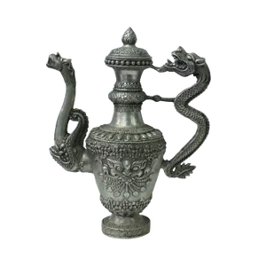 Silverware 3d Dragon & Foo Dog Object Ancient Ceremony Teapot Wine Pot