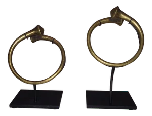 Sculptural Mounted Brass Naga Cuffs - a Pair