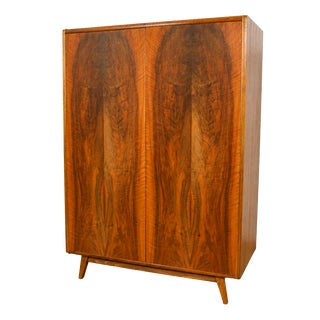 Mid-Century Walnut Wardrobe by Bohumil Landsman for Jitona Soběslav, Czechoslovakia, 1960s For Sale