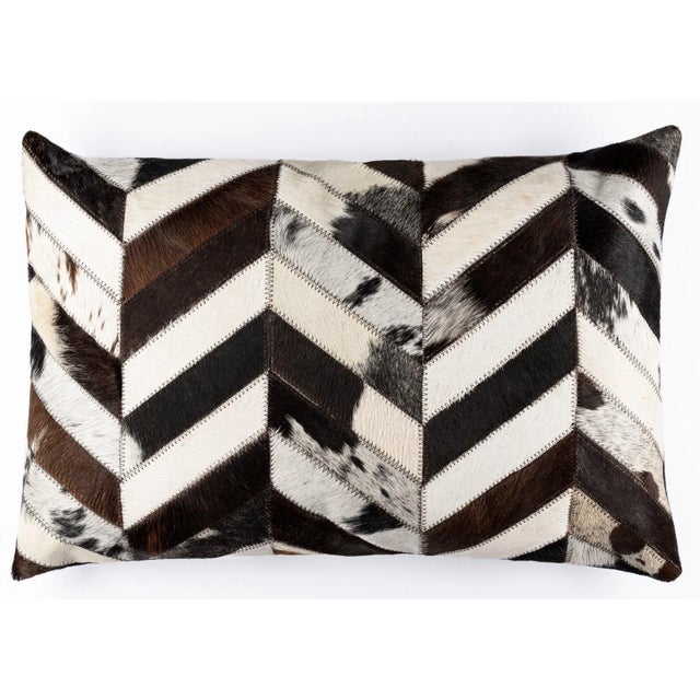 Farmhouse Canvello Genuine Cowhide Leather Decorative Throw Pillow With Feather Down Insert For Sale - Image 3 of 4