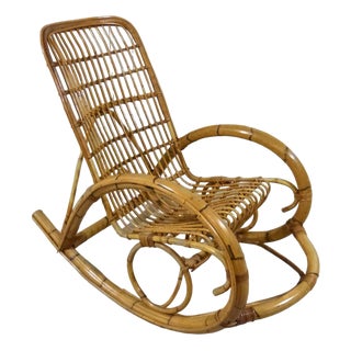 Rattan Rocking Chair, 1960s For Sale