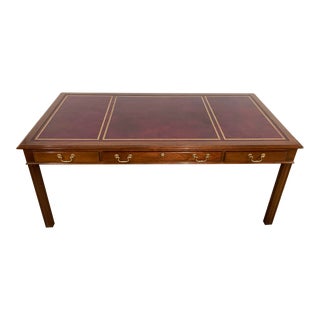 Vintage Kittinger Georgian Collection Mahogany Chippendale Executive Desk For Sale