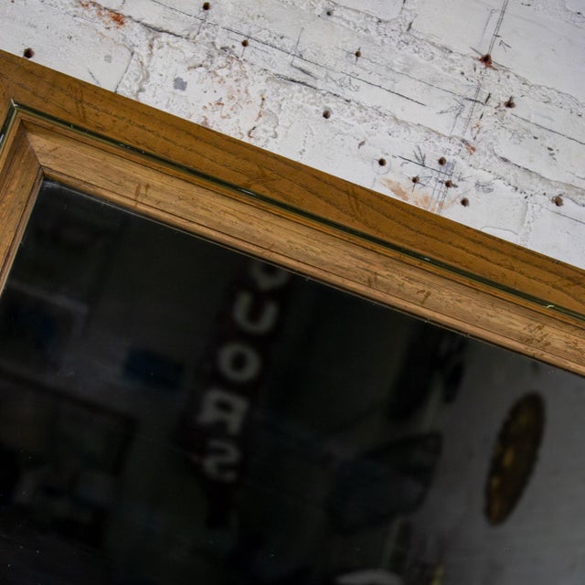 1974 Modern Wall Mirror by Thomasville Rectangular Oak Frame With Brass Plated Detail For Sale - Image 15 of 18