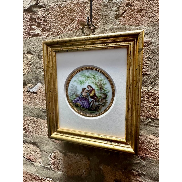 French French Porcelain Plaque, Signed “ Fragonard” and Framed in Gilt Molding, Circa 1890. For Sale - Image 3 of 10