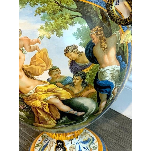 Ginori Majolica Allegorical Serpent Handled Vase For Sale - Image 11 of 12